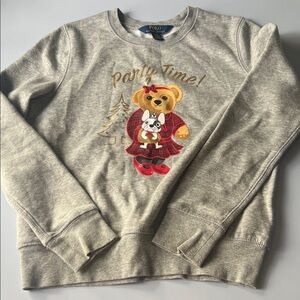 Girls Polo by Ralph Lauren Gray Holiday Sweatshirt Size L 12/14